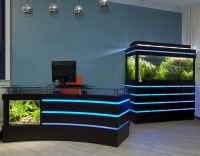 Стол с флорариумом и прямоугольный аквариум в едином стиле со светодиодной подсветкой